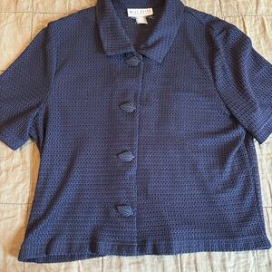 Vintage Miss Dorby Navy Mesh Button Down